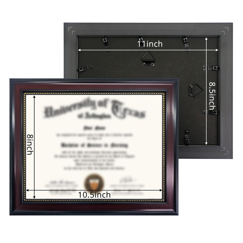 GraduationMall 8.5x11 Certificate Diploma Frame, UV Protection Acrylic, Mahogany with Gold Beads - Image 4